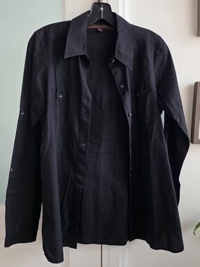 Women's A COMMON THREAD 100% Cotton Black Button-Up Shirt